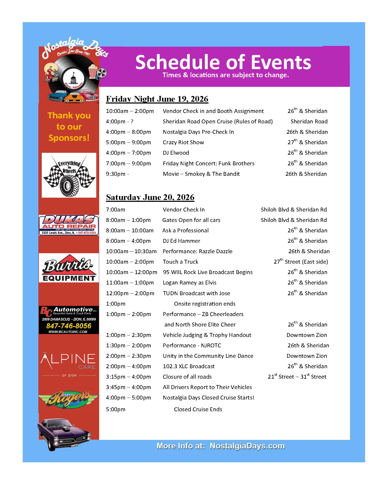 Schedule-of-events for Friday and Saturday